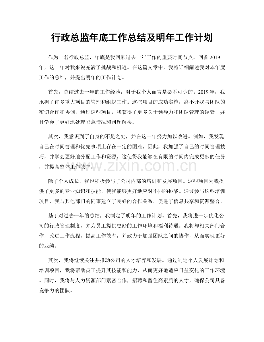 行政总监年底工作总结及明年工作计划.docx_第1页