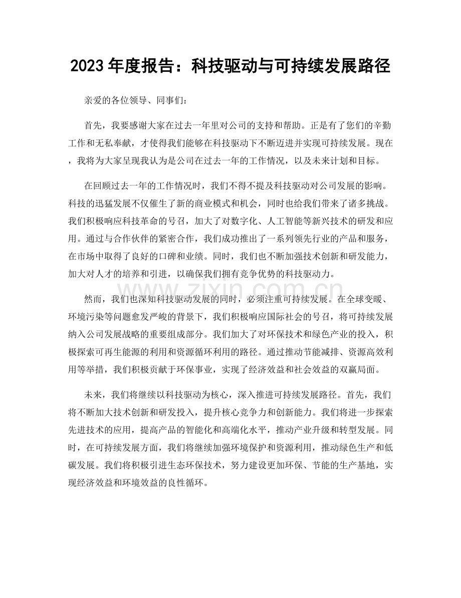 2023年度报告：科技驱动与可持续发展路径.docx_第1页