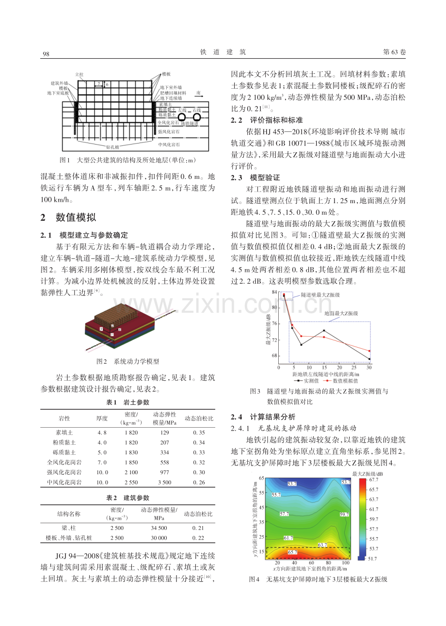 基坑支护屏障对地铁列车引起的建筑振动隔离效果.pdf_第2页