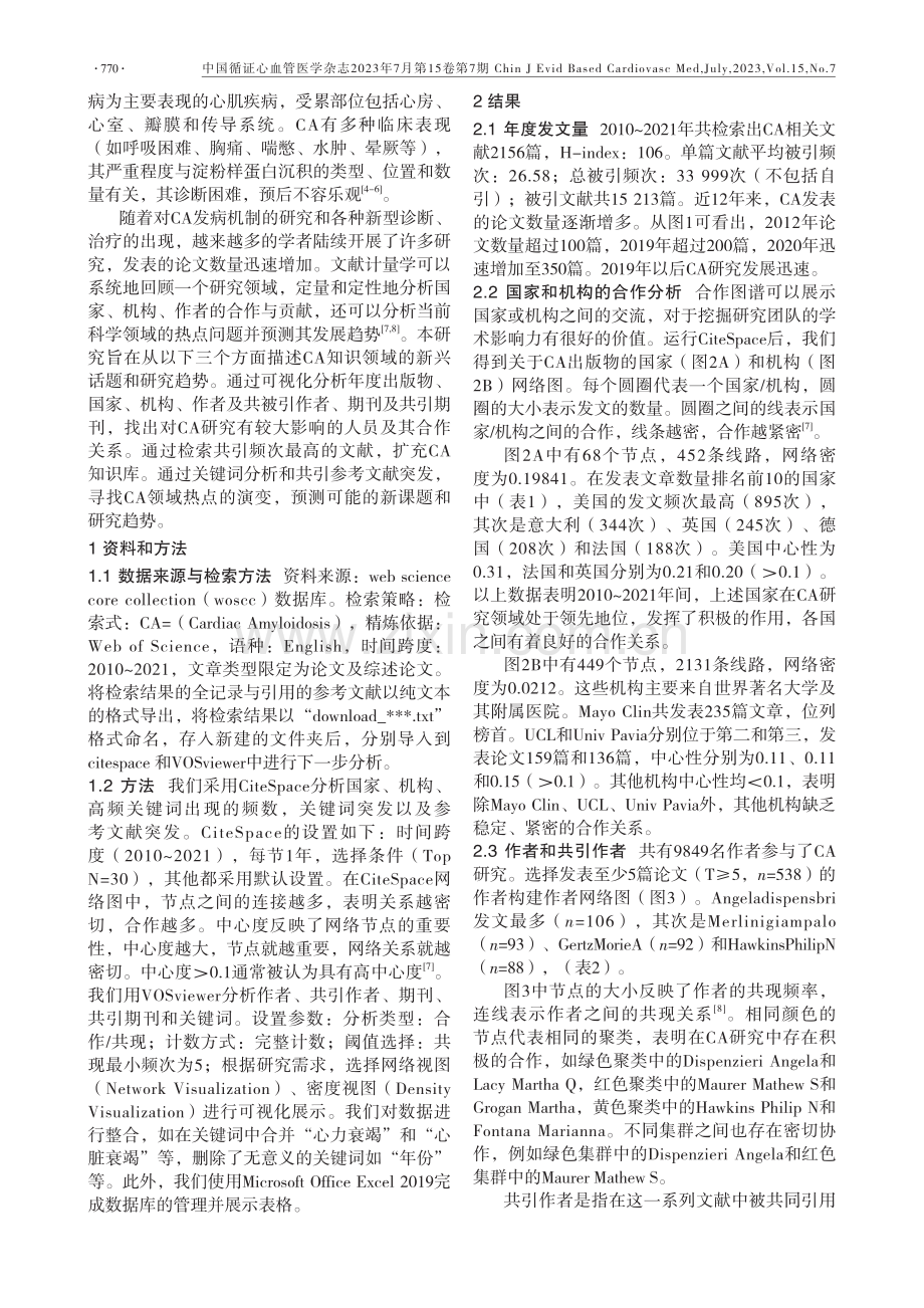 基于CiteSpace和VOSviewer对心脏淀粉样变性相关文献的可视化分析.pdf_第2页