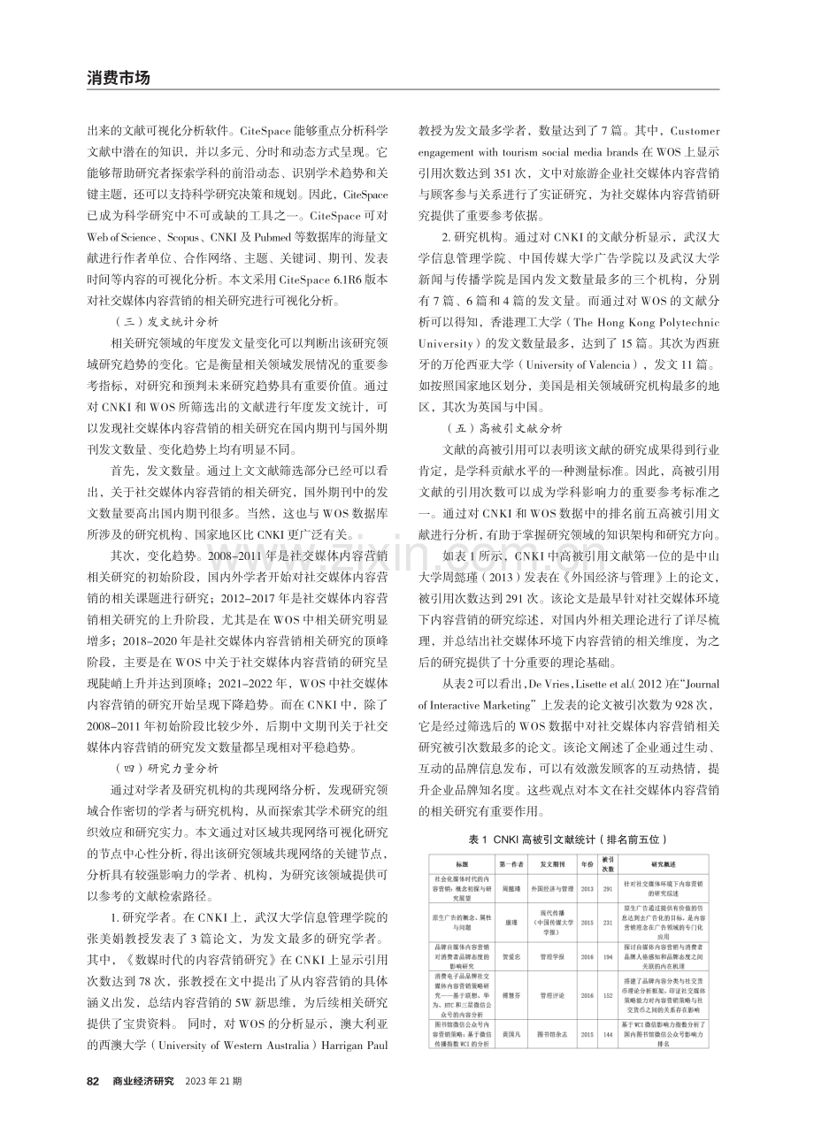 基于CiteSpace可视化分析的社交媒体内容营销研究综述.pdf_第2页