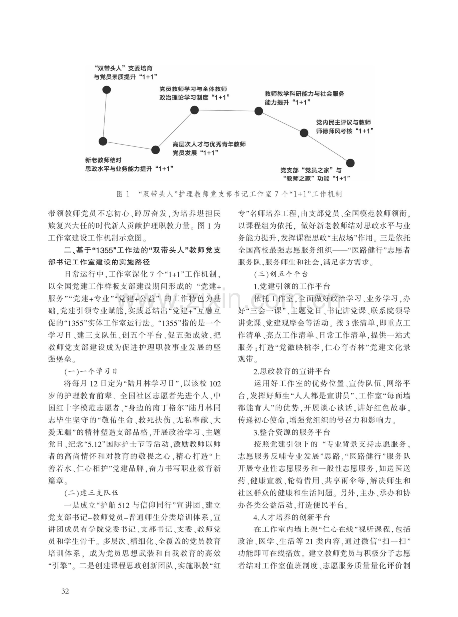 基于“1355”工作法推进“双带头人”教师党支部书记工作室建设的探索——以金华职业技术学院护理党支部书记工作室建设为例.pdf_第2页