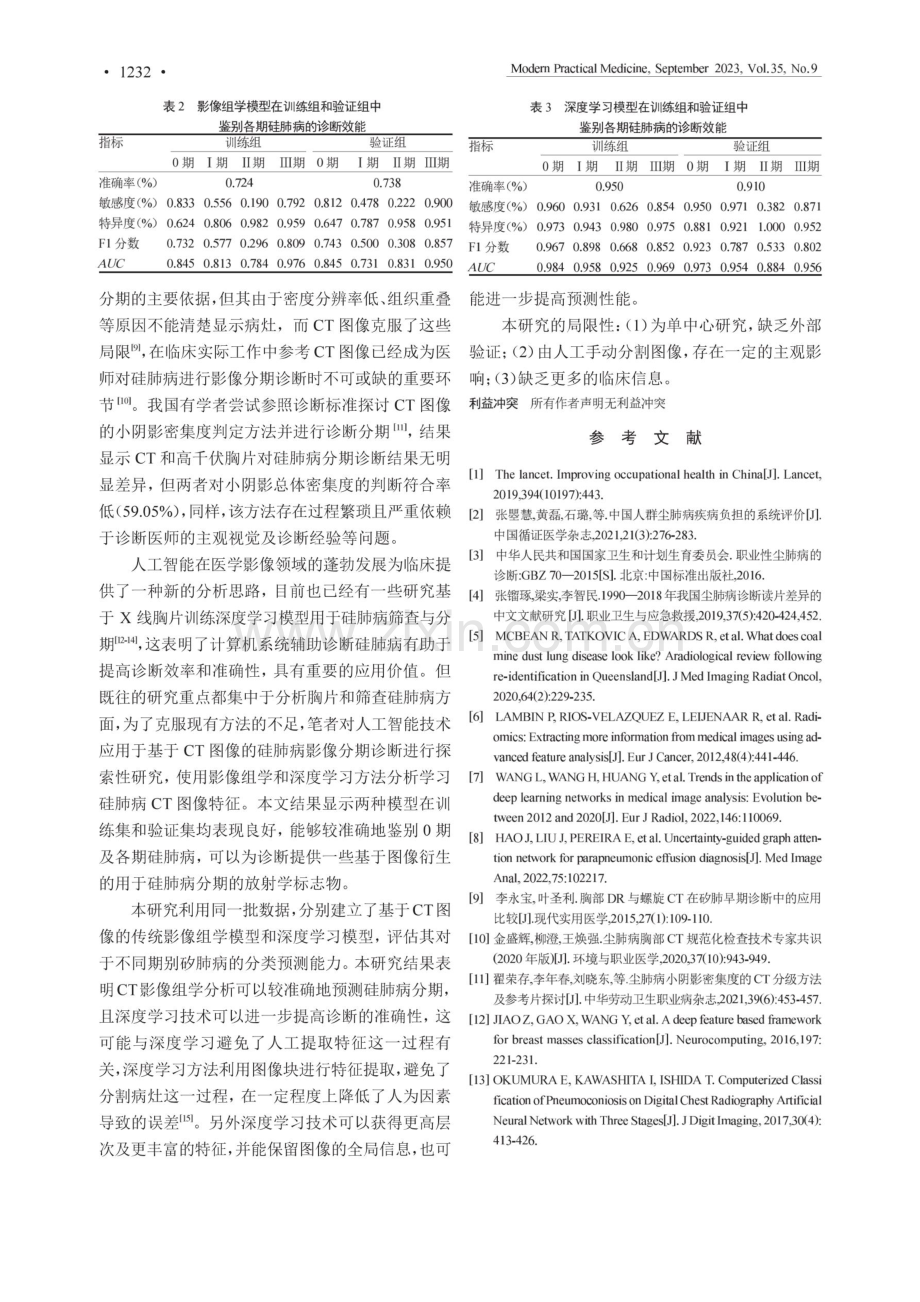 基于CT影像组学和深度学习的硅肺病影像分期预测研究.pdf_第3页