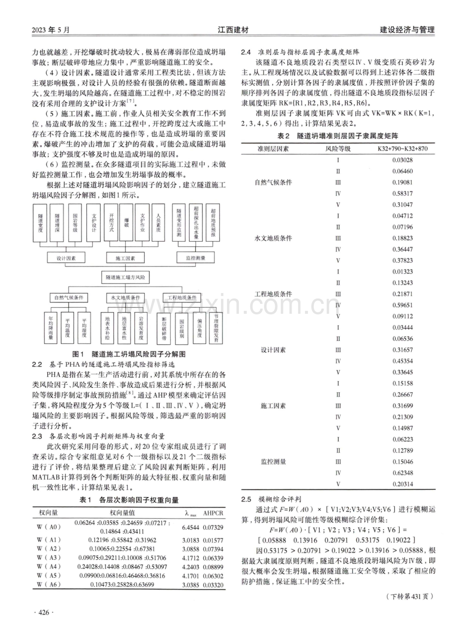 基于AHP-Fuzzy的隧道施工坍塌风险评价.pdf_第2页