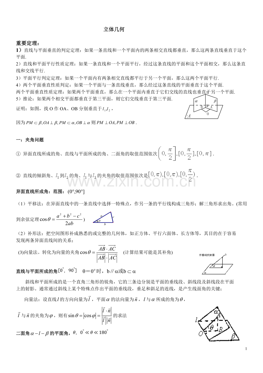 高中数学立体几何方法题型总结.pdf_第1页