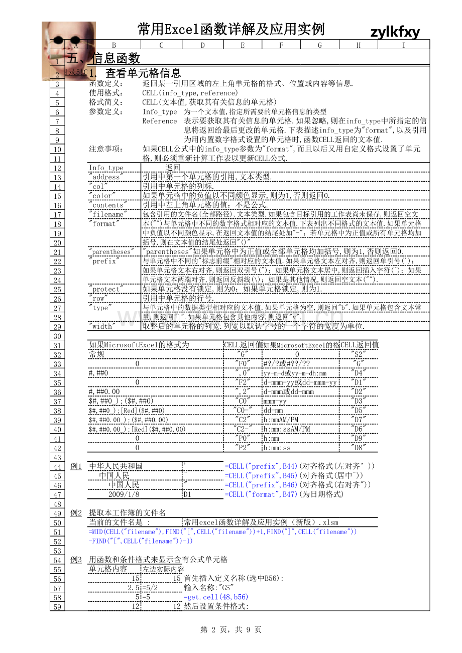 常用EXCEL函数详解及实例-信息、逻辑函数.xls_第2页