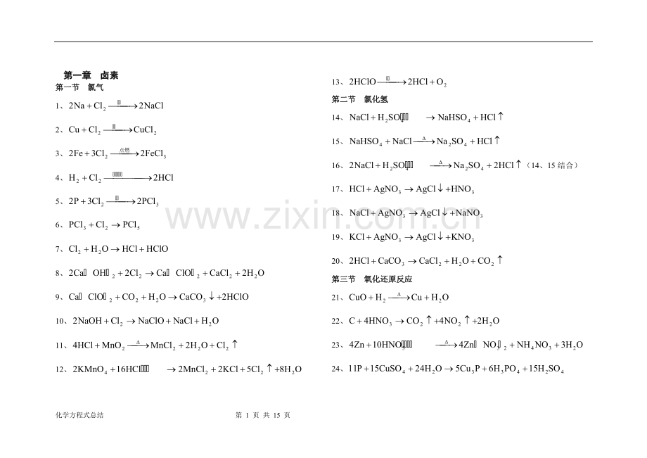 高中化学方程式大全.pdf_第1页