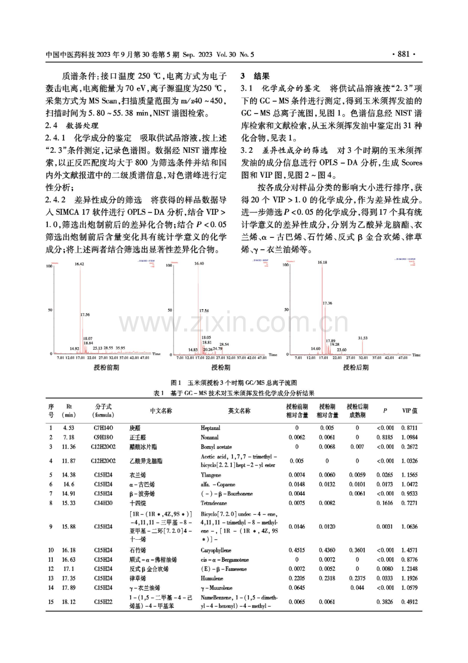 基于GC-MS分析不同采收期玉米须挥发油成分的动态变化.pdf_第2页