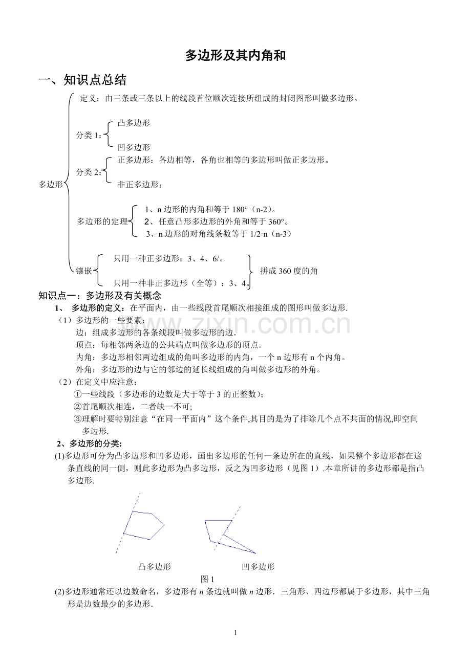 多边形及其内角和知识点.pdf_第1页