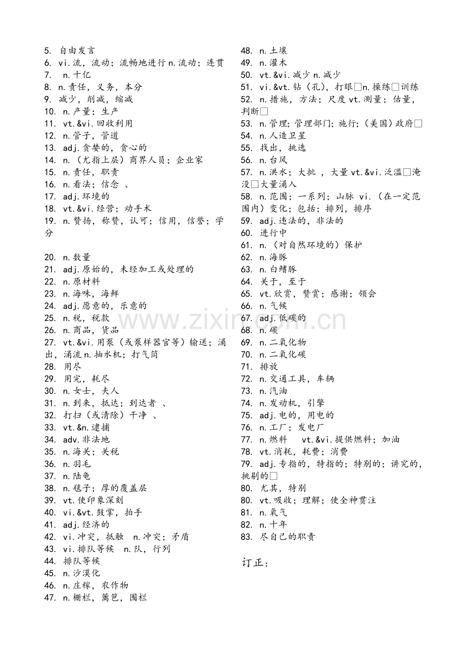 牛津高中英语模块五单词默写(中文版).doc_第2页