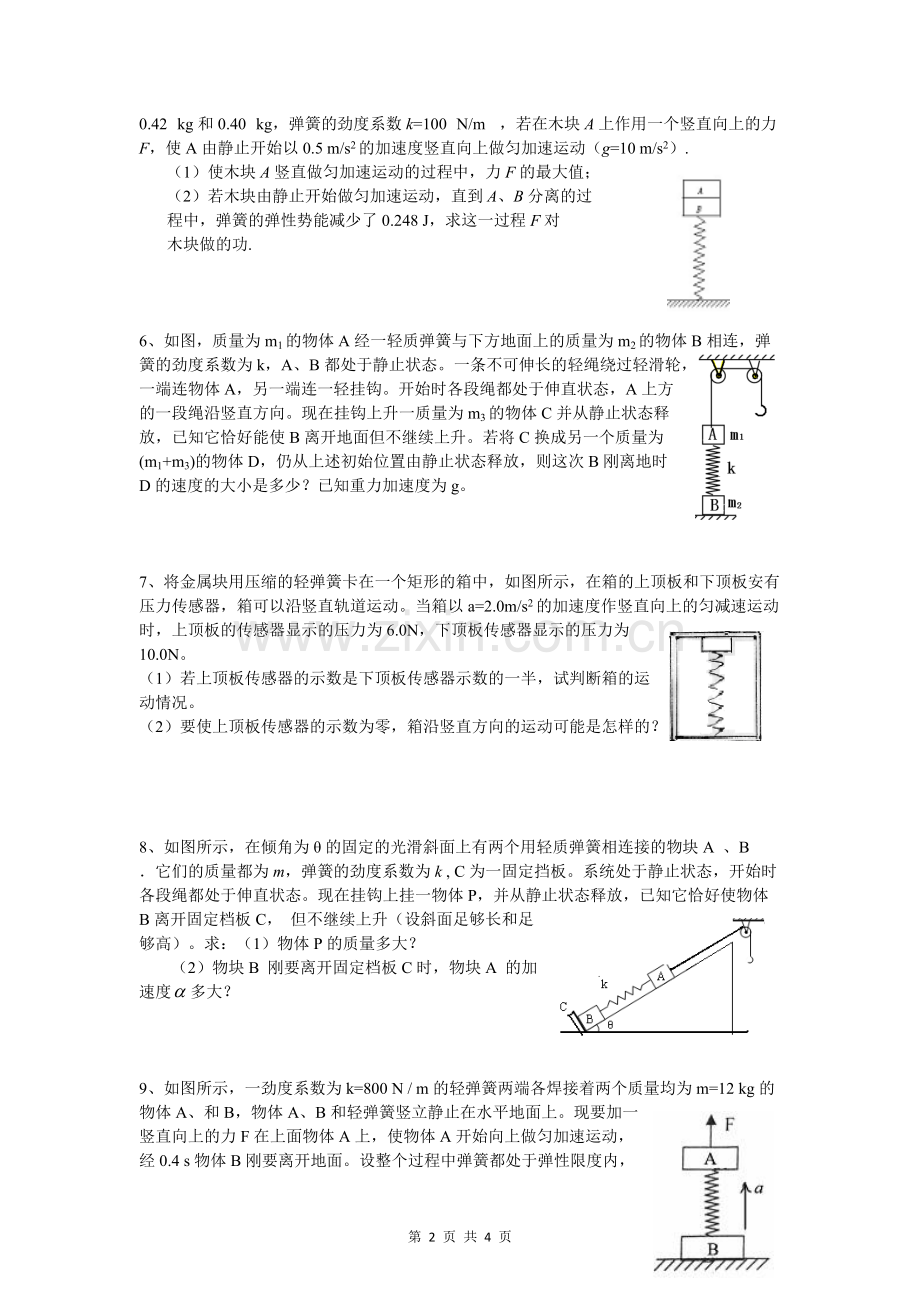 高中物理弹簧类问题专题练习(经典总结附详细答案).pdf_第2页