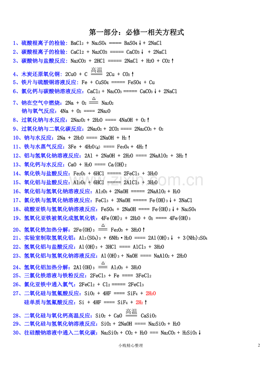 高中化学必修及选修化学方程式汇总.pdf_第2页