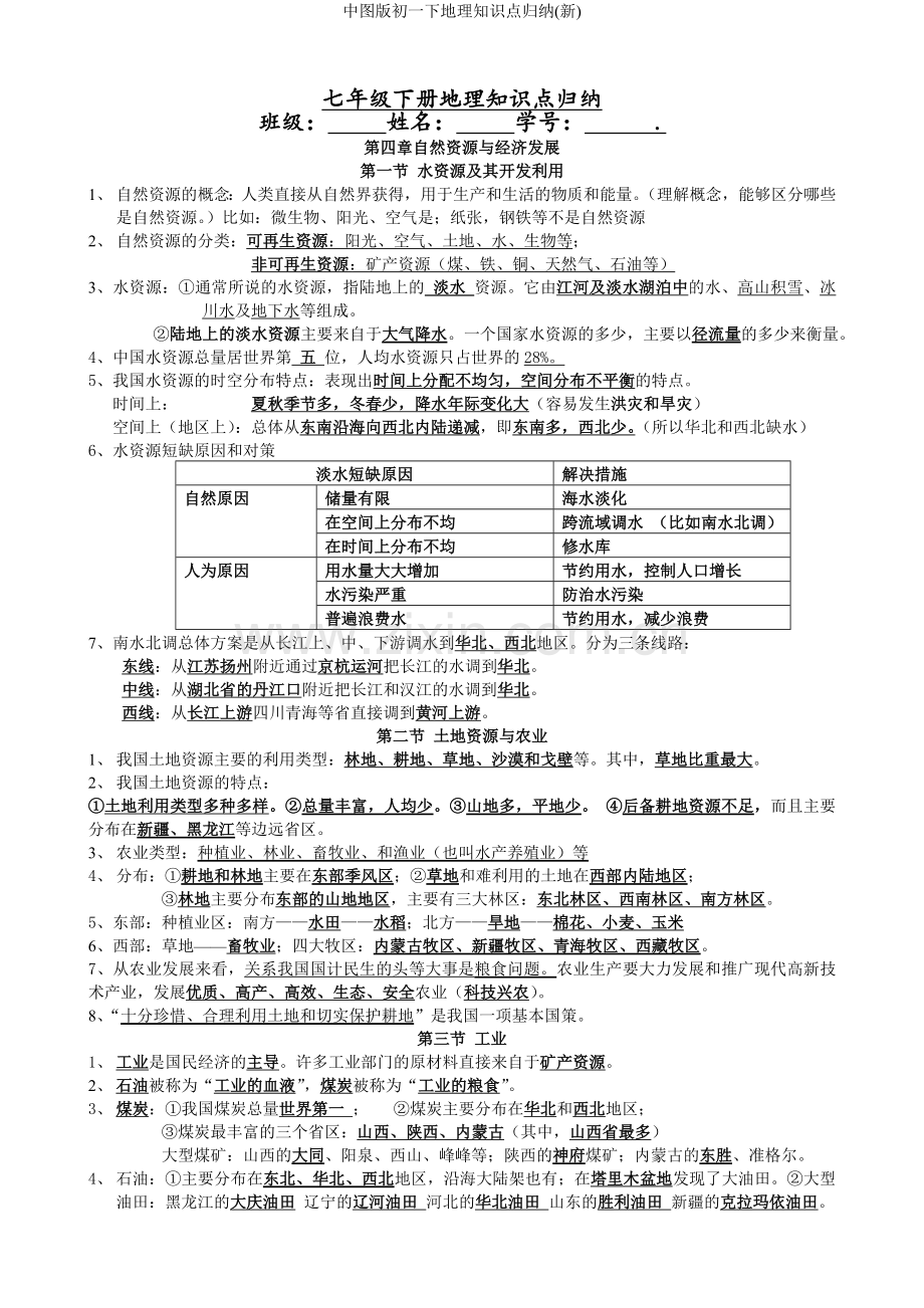 中图版初一下地理知识点归纳.doc_第1页