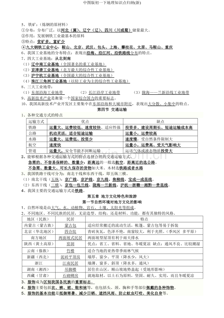 中图版初一下地理知识点归纳.doc_第2页