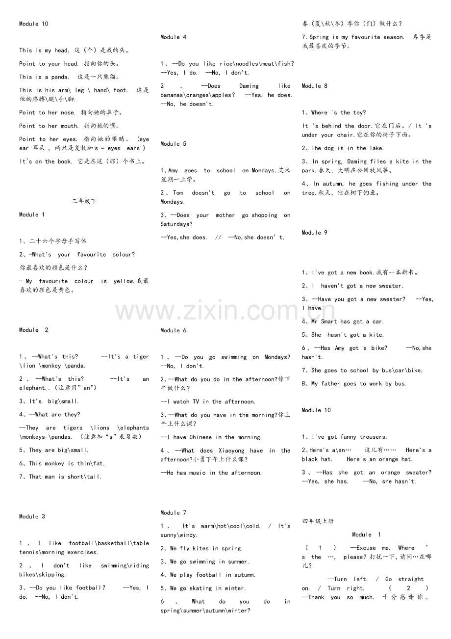 外研版小学英语(三起)句型复习全册(3-6).doc_第2页