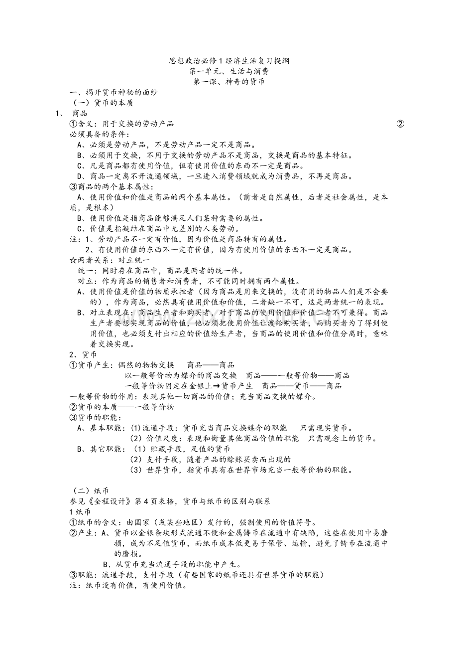 高一政治必修一知识点总结.doc_第1页