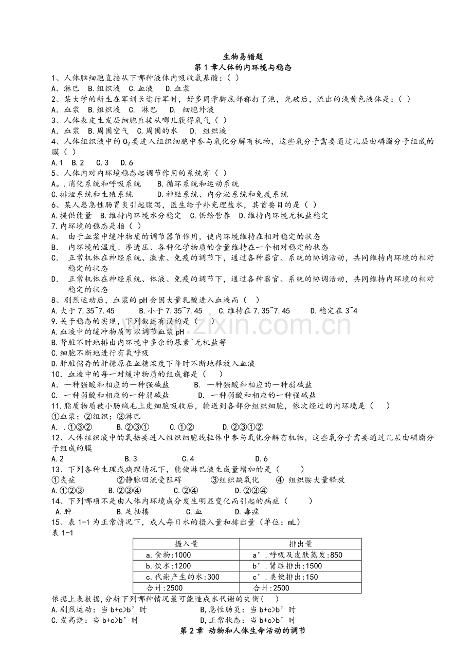 生物必修三易错题.doc_第1页