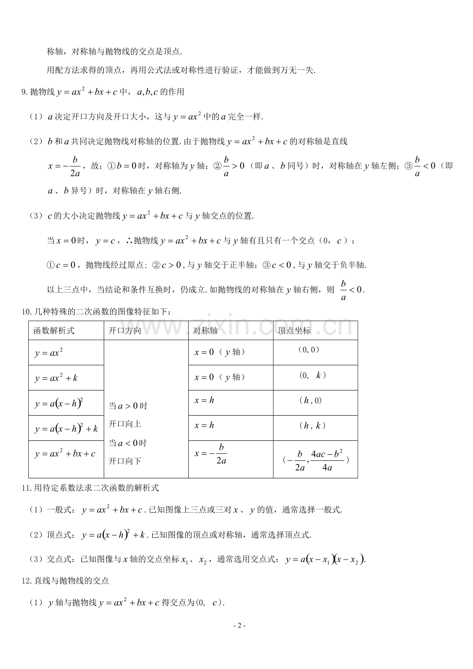 初三数学二次函数知识点归纳总结.pdf_第2页