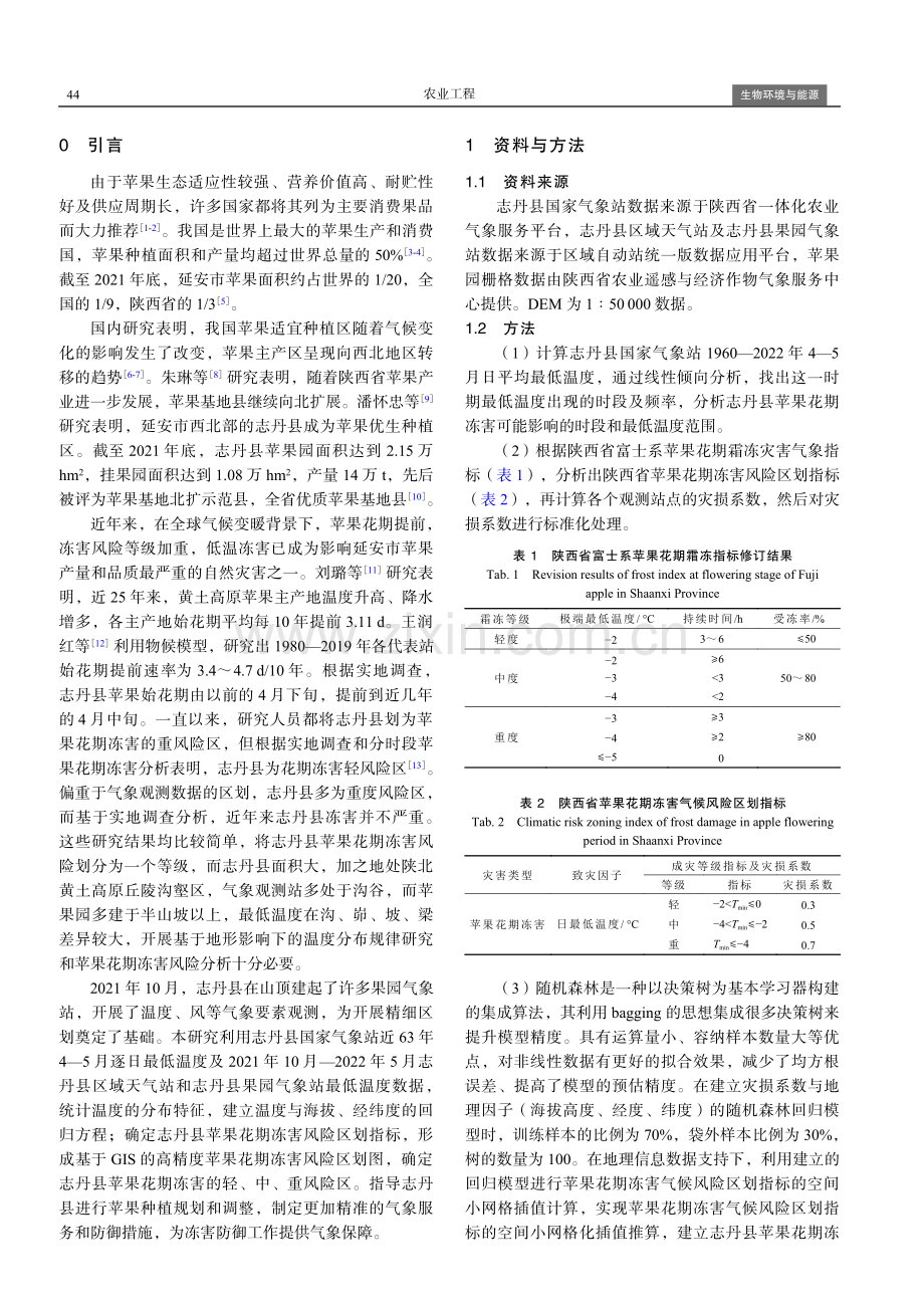 基于GIS的陕西省志丹县苹果花期冻害风险精细区划.pdf_第2页