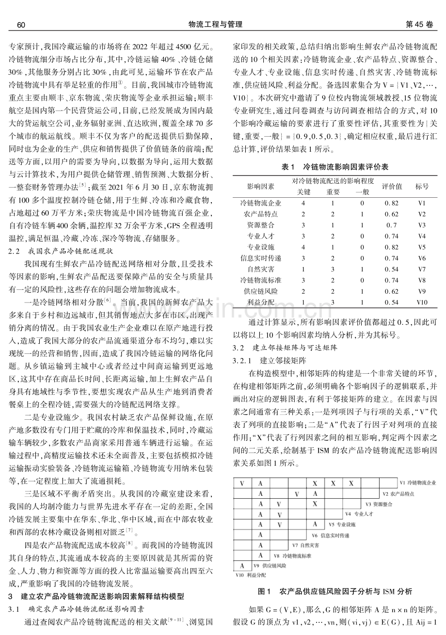 基于ISM的农产品冷链物流配送影响因素分析.pdf_第2页