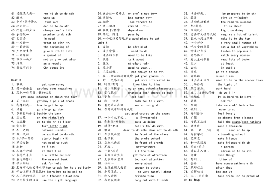 新版新目标英语九年级短语归纳.doc_第2页