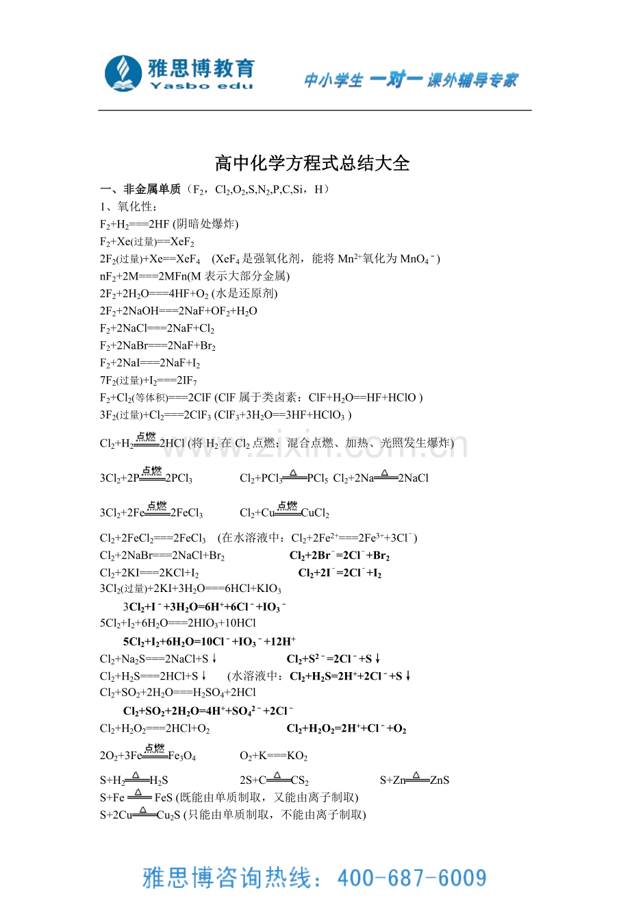 高中化学方程式总结大全(高一至高三).pdf_第1页