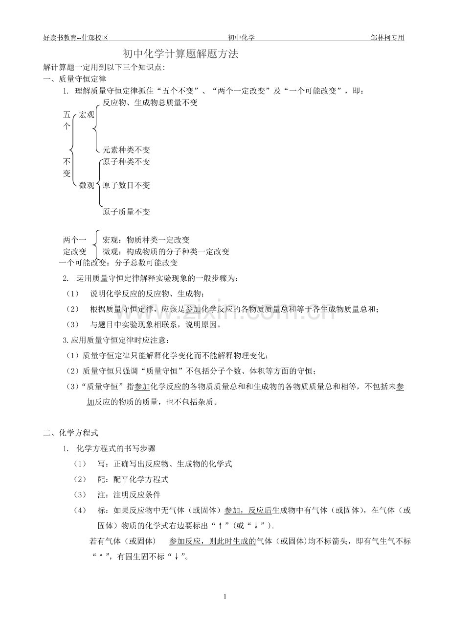 中考化学计算题总结.pdf_第1页