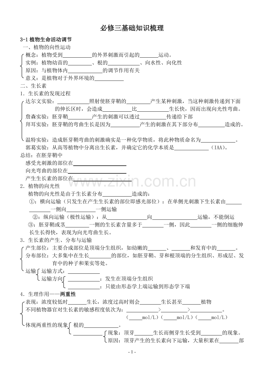 高中生物必修三知识填空汇总.pdf_第1页