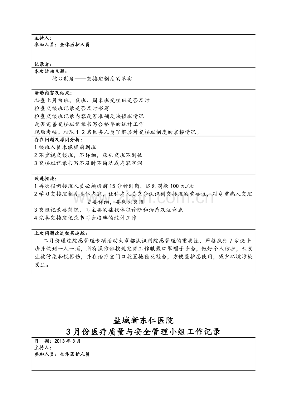 医疗质量与安全管理小组工作记录.doc_第2页