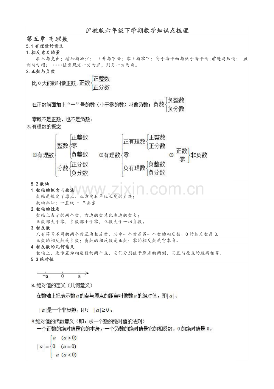 沪教版六年级下学期数学各章知识点整理.doc_第1页