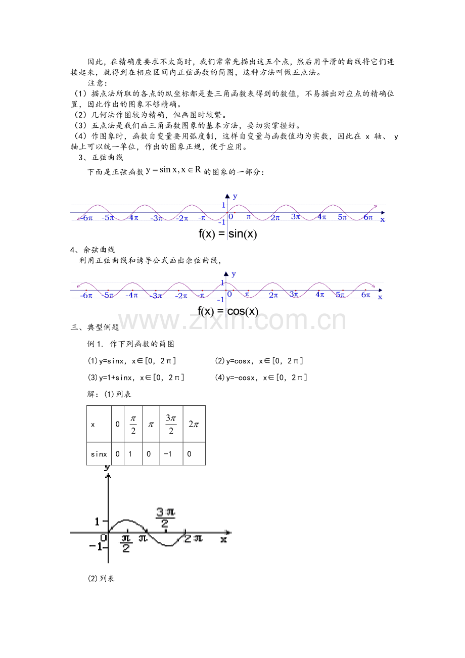 正弦函数、余弦函数的图象示范教案(人教A必修4).doc_第2页