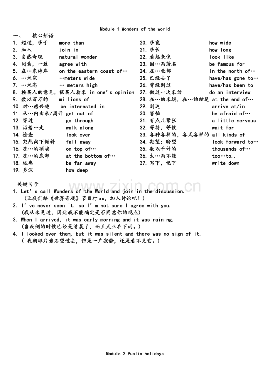 外研社英语九年级上册重点句子.doc_第1页