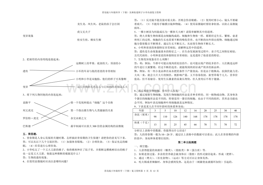 青岛版六年级科学下册复习题汇编.pdf_第3页