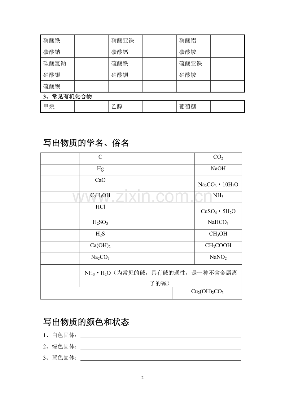 初中化学式大全-学生默写定制版(含答案).pdf_第2页