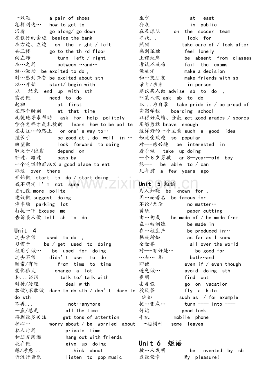 新版九年级英语短语归纳.doc_第2页