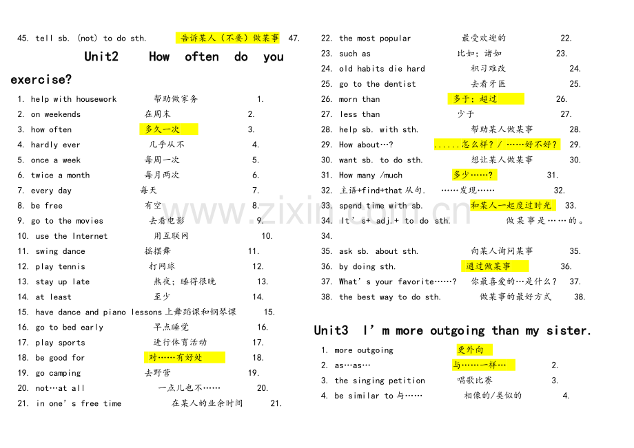 八年级英语上各单元重点词组.doc_第2页