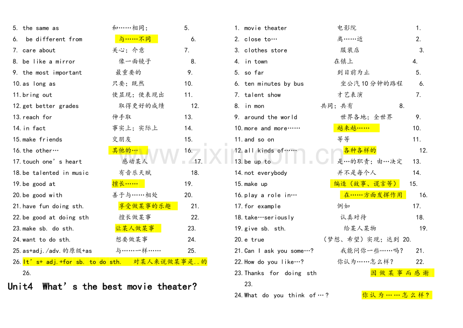 八年级英语上各单元重点词组.doc_第3页