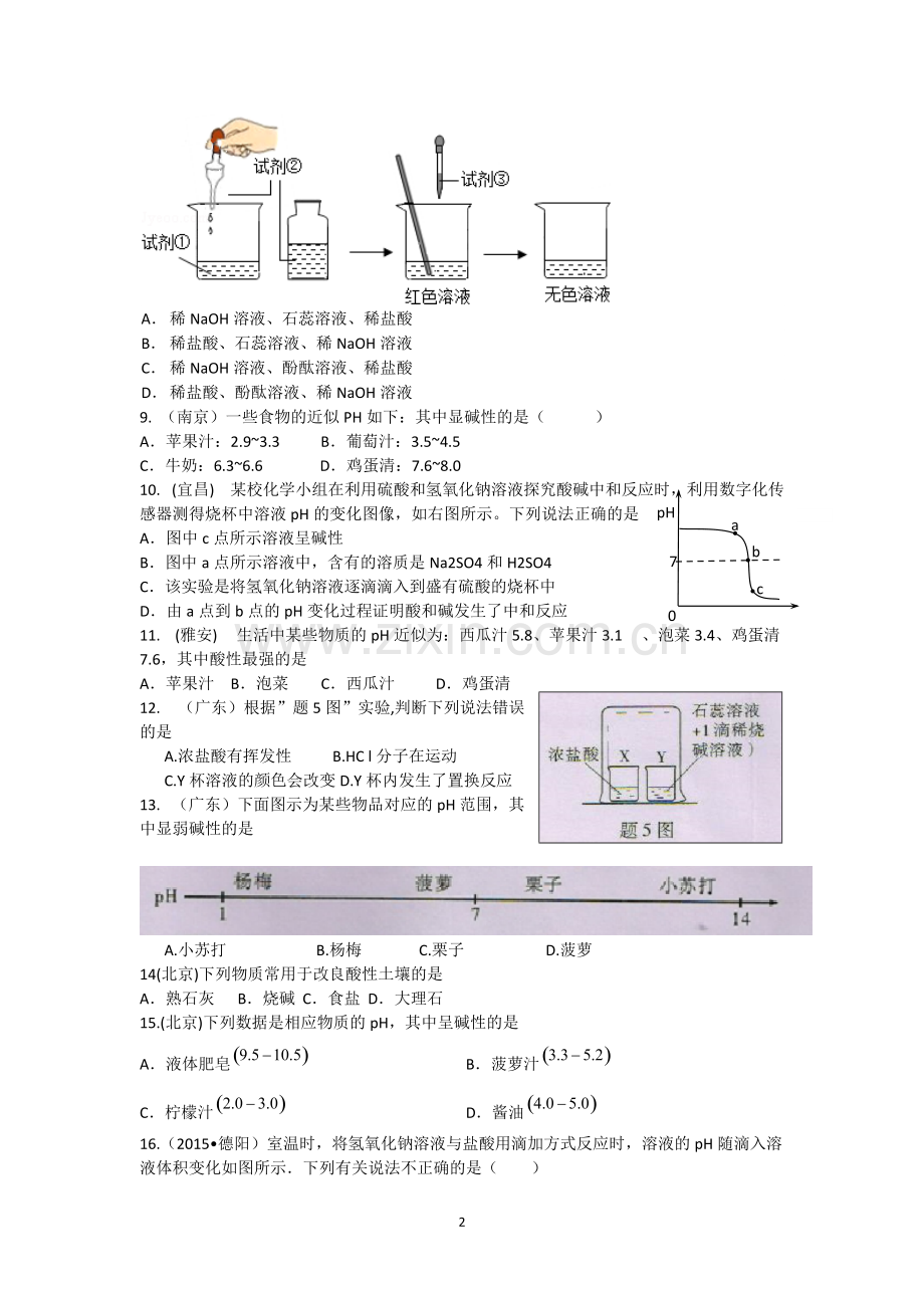 2018中考化学试题分类汇编及答案--酸碱盐.pdf_第2页