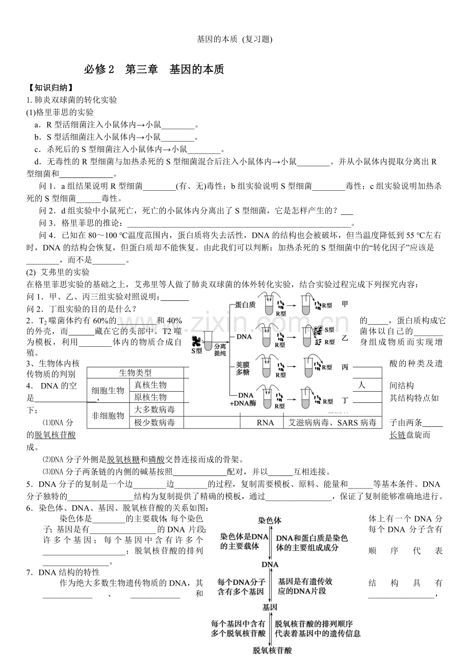 基因的本质-(复习题).doc_第1页