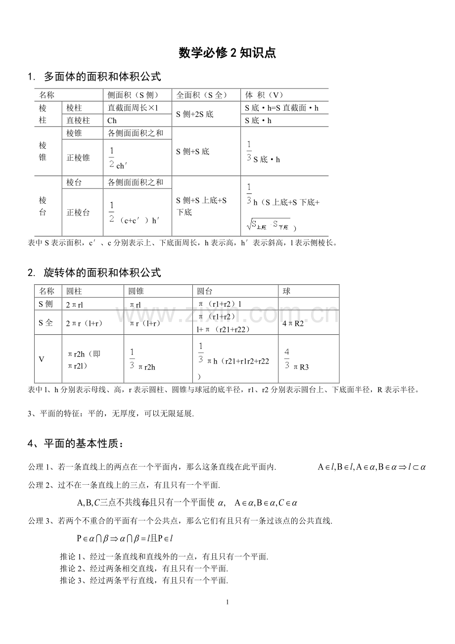 高一数学必修二各章知识点总结.pdf_第1页