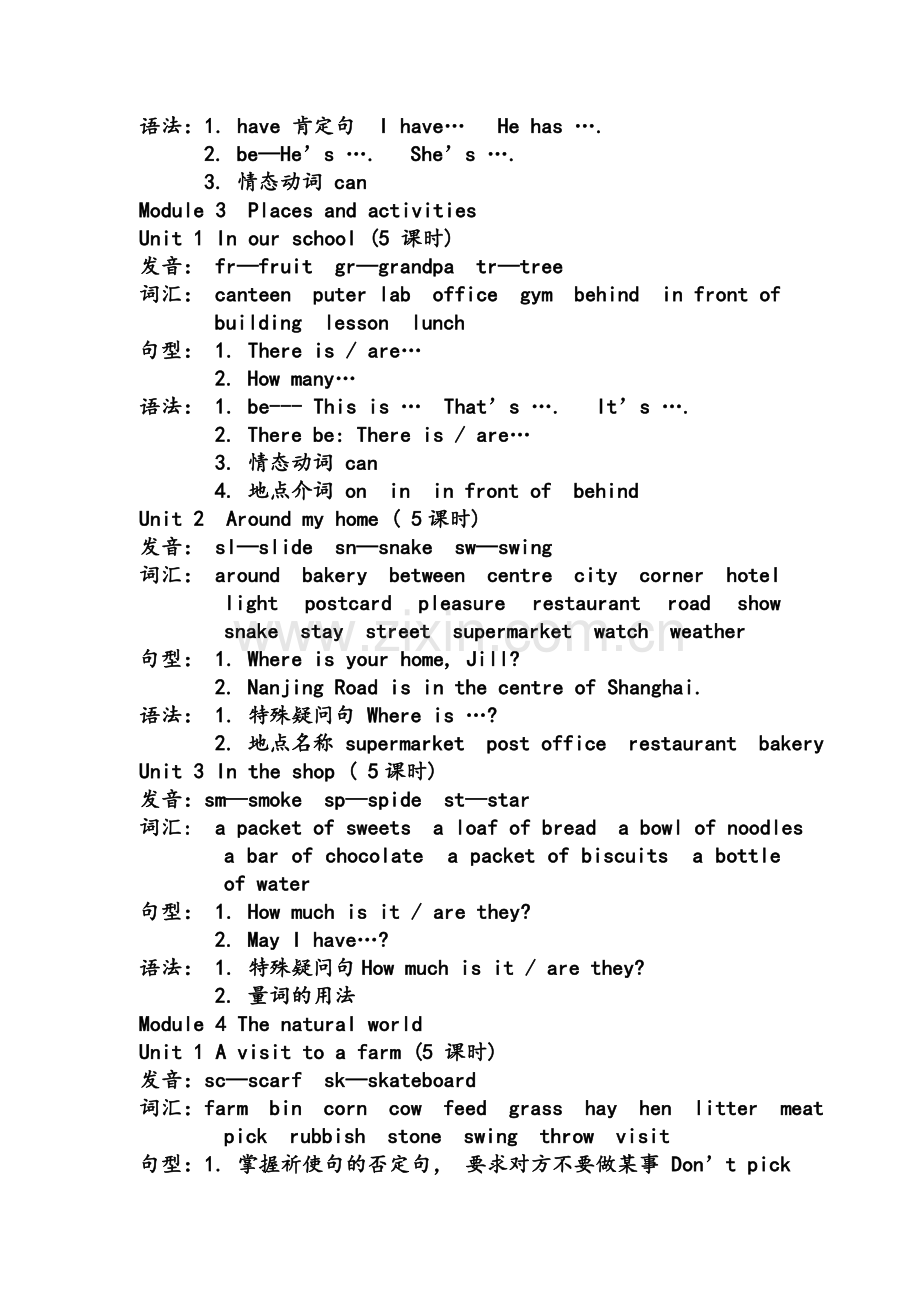 牛津上海版四年级上教学大纲.doc_第3页