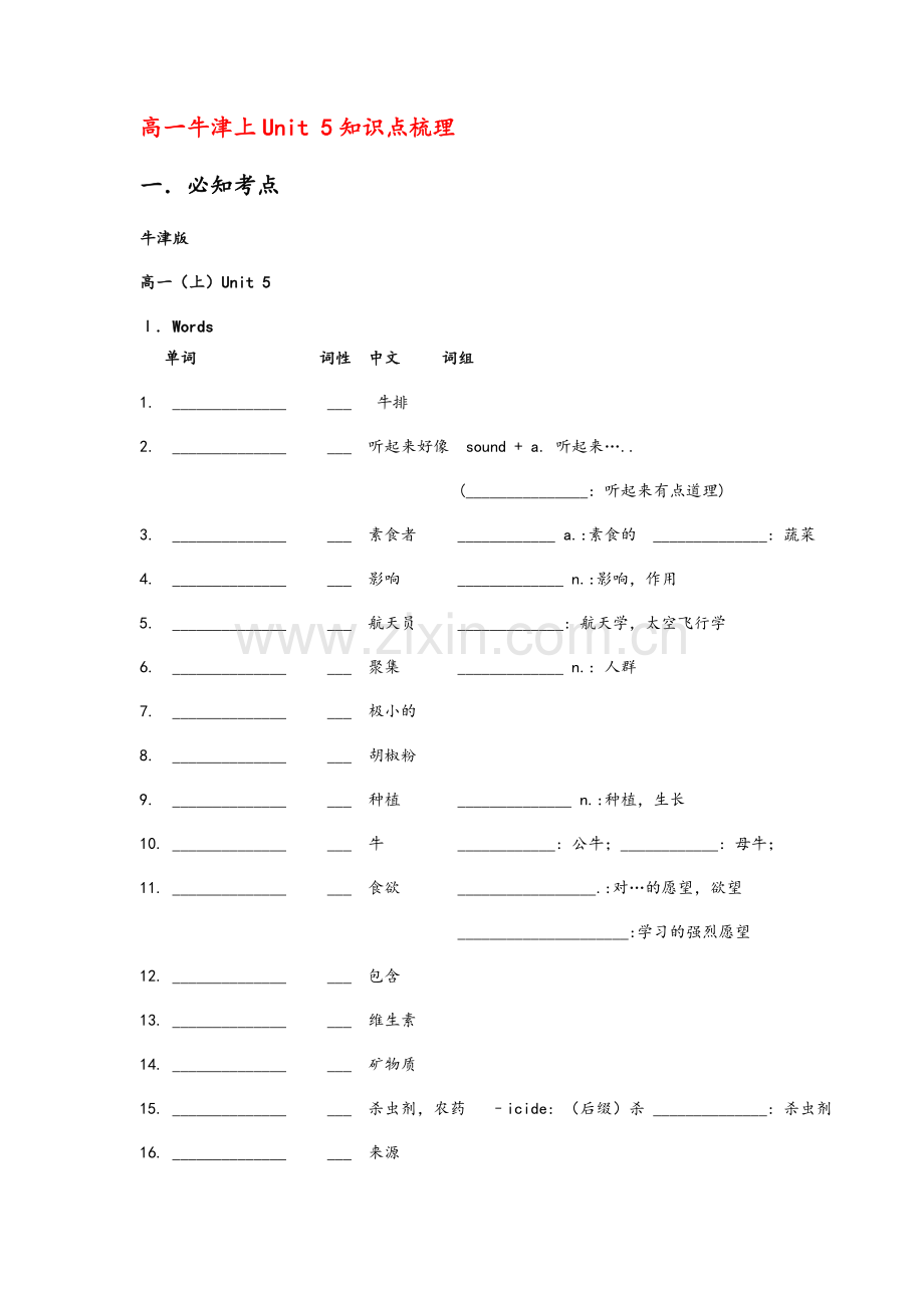 高一牛津上Unit5知识点整理.doc_第1页