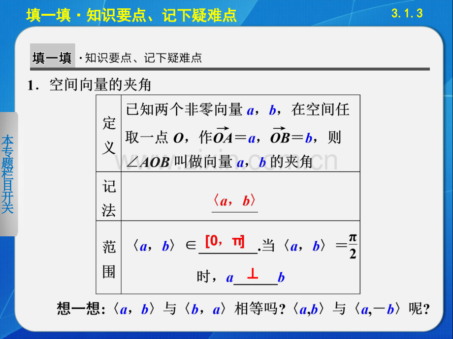 《步步高学案导学设计》-2014学年高中数学人教b版选修2-1精要课件两个向量的数量积.ppt_第2页