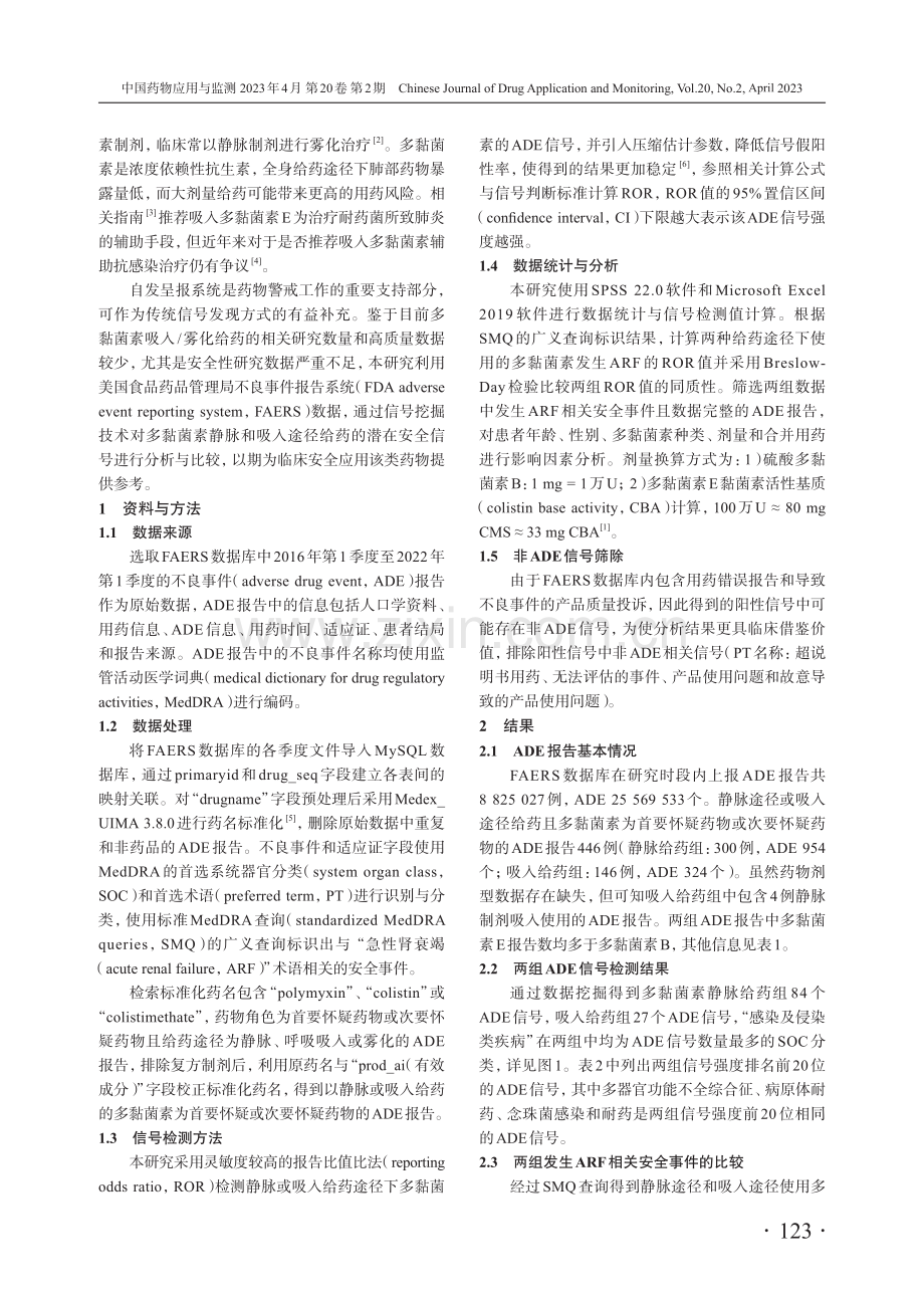 基于FAERS数据库对多黏菌素静脉与吸入给药的安全性评价.pdf_第2页