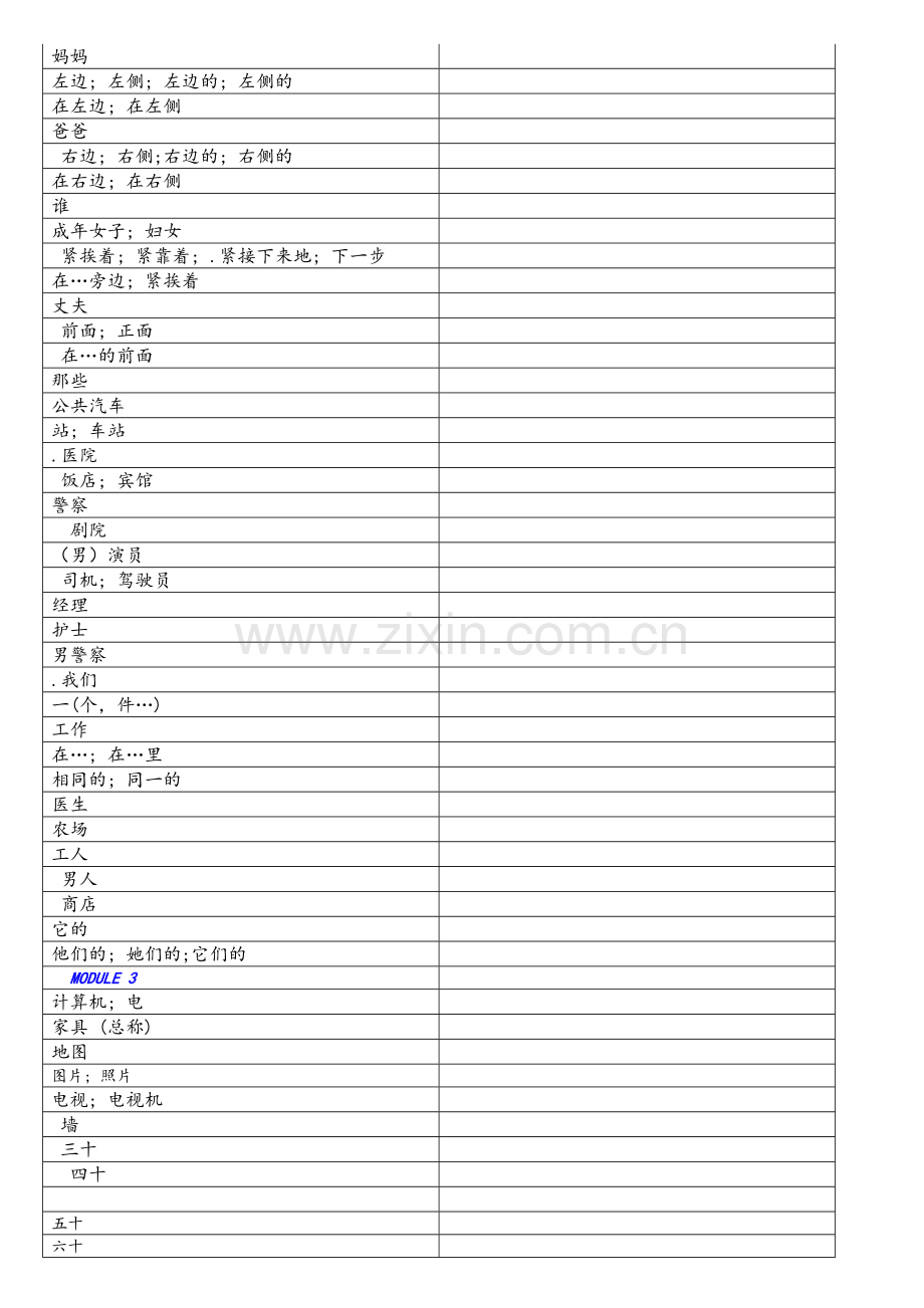 外研版初一上英语单词表.doc_第2页