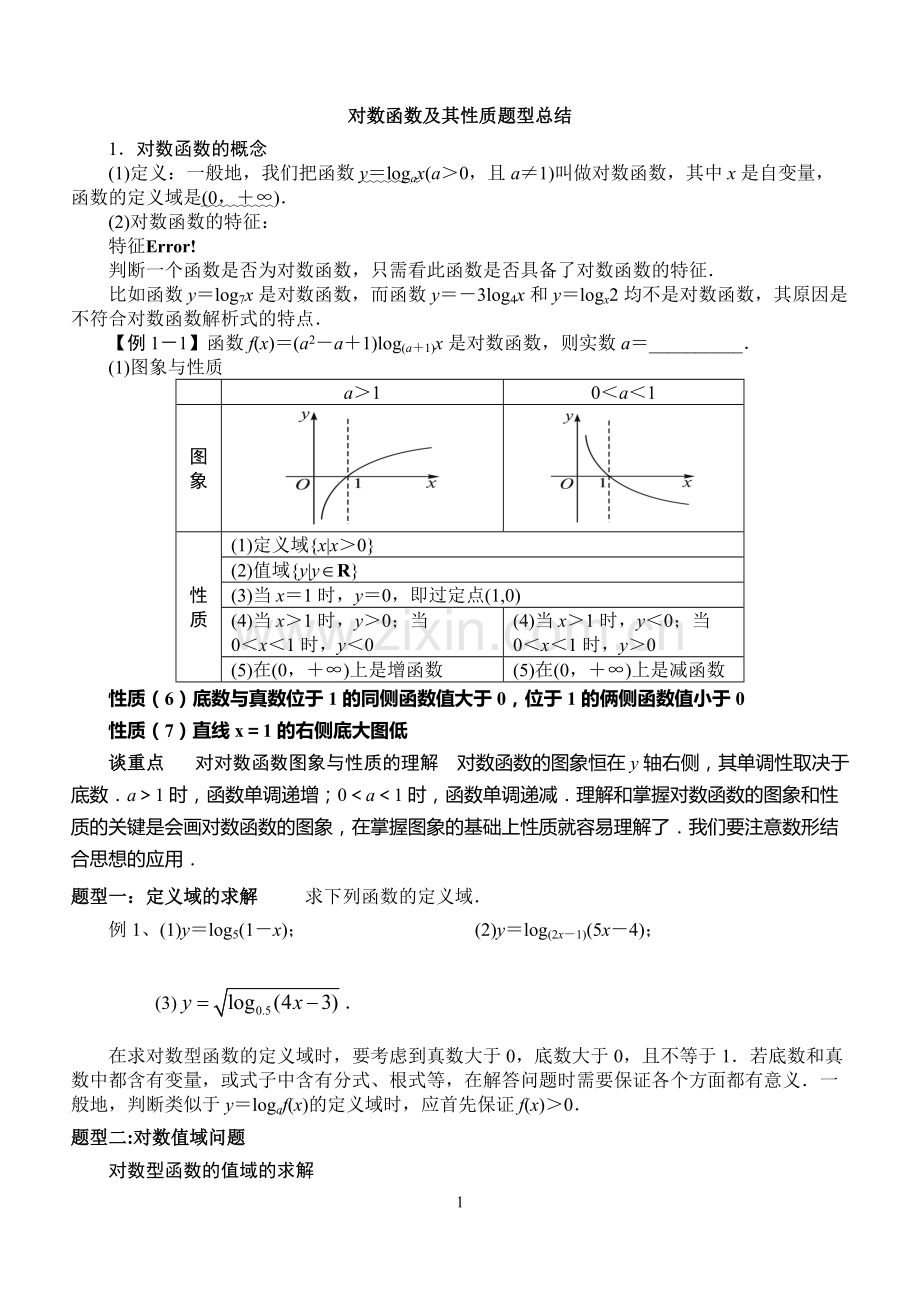 对数函数图像及其性质题型归纳.pdf_第1页