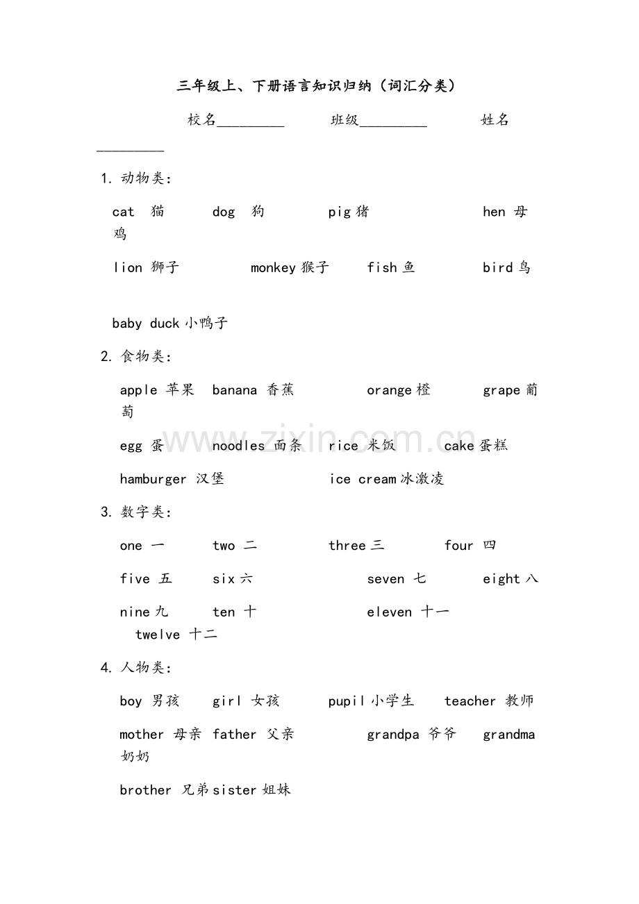 新闽教版小学英语三年级知识归纳.doc_第1页