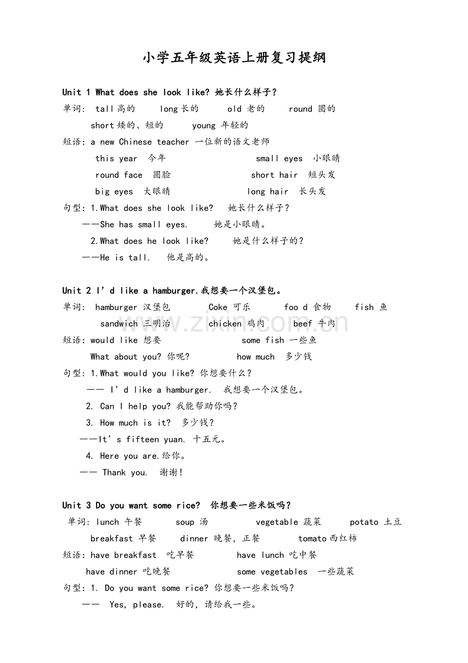 新湘少版-五上复习重点.doc_第1页