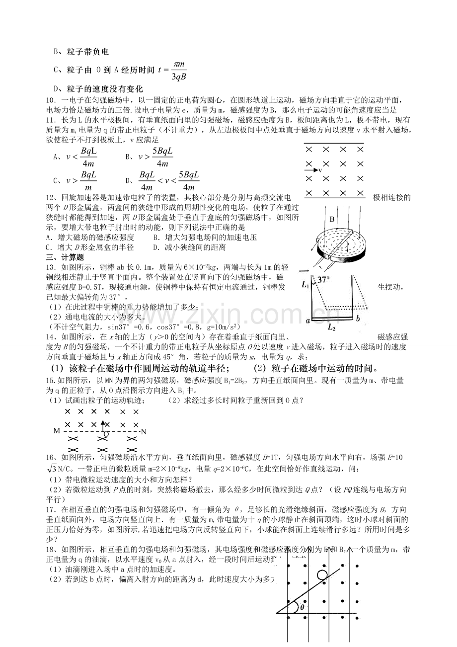 物理磁场练习题含答案.pdf_第2页