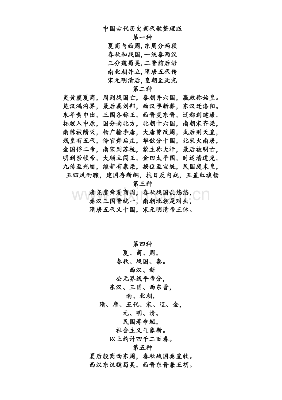 中国古代历史朝代歌(六种版本).doc_第1页